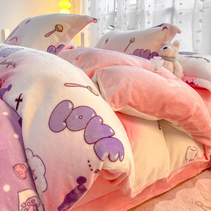 91家纺网 家纺一手货源 找家纺 富之航家纺 2024小清新四件套被套牛奶绒四件套法莱绒水晶绒法兰绒兔毛绒兔绒金貂绒雕花绒库洛米