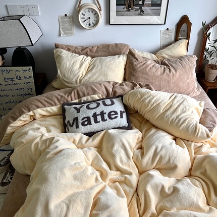 91家纺网 家纺一手货源 找家纺 （总）原素 2024高级感双拼牛奶绒四件套