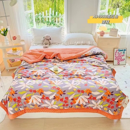 禧多家纺 2024新款亲肤舒适印花云纱棉豆豆被子被芯 南枝