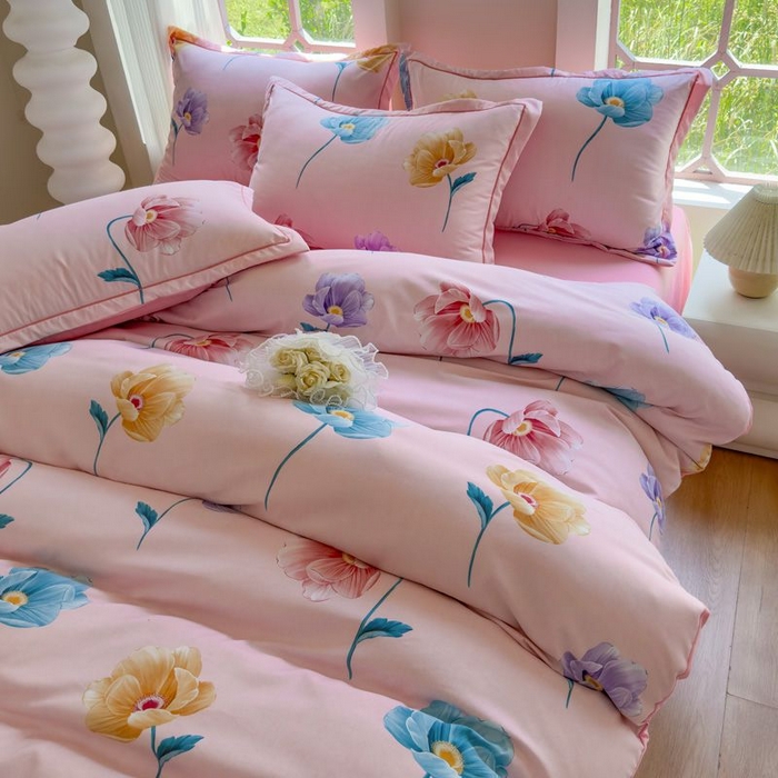 91家纺网 家纺一手货源 找家纺 禧多家纺 2024新款亲肤云锦棉四件套 悠然花开