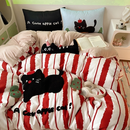 91家纺网 家纺一手货源 找家纺 (总) 花伞 2024新款毛巾绣卡通水洗棉磨毛四件套