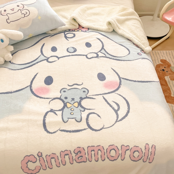 91家纺网 家纺一手货源 找家纺 金爱家 2024新款多功能牛奶绒羊羔绒毛毯毯子 羊羔绒-云朵玩偶大耳狗