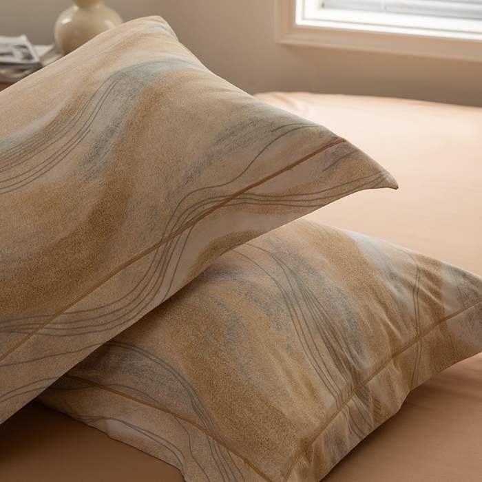 91家纺网 家纺一手货源 找家纺 左右家纺 2024秋冬新款全棉磨毛印花四件套 诺拉