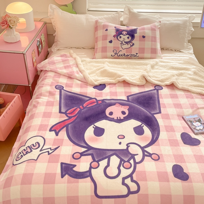 91家纺网 家纺一手货源 找家纺 金爱家 2024新款多功能牛奶绒羊羔绒毛毯毯子 羊羔绒-甜趣库洛米