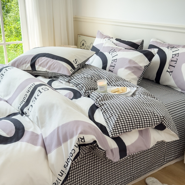 91家纺网 家纺一手货源 找家纺 2024新款印花小清新全棉四件套 时尚空间