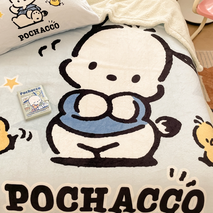 91家纺网 家纺一手货源 找家纺 金爱家 2024新款多功能牛奶绒羊羔绒毛毯毯子 羊羔绒-可爱小鸡帕哈狗