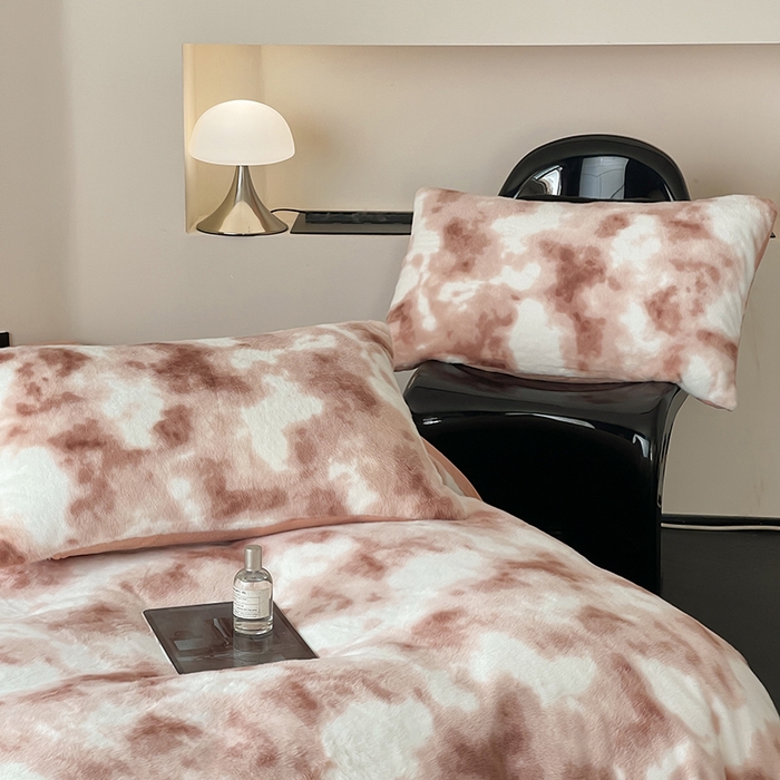 91家纺网 家纺一手货源 找家纺 窝米 2024冬季新款雪貂绒系列四件套 炫彩-橘