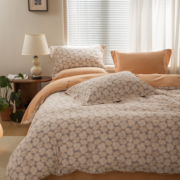 91家纺网 家纺一手货源 找家纺 左右家纺 2024秋冬新款全棉磨毛印花四件套 香茗