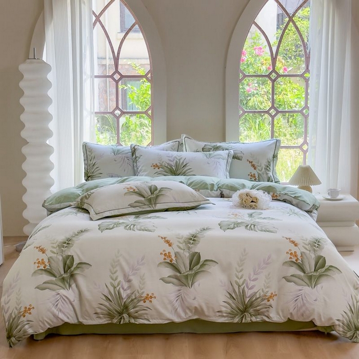 91家纺网 家纺一手货源 找家纺 禧多家纺 2024新款亲肤云锦棉四件套 莫妮卡