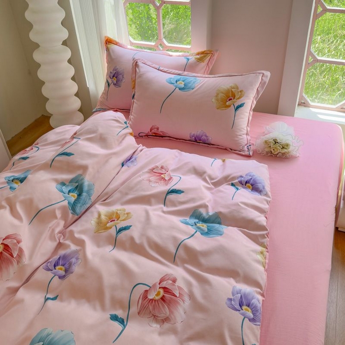 91家纺网 家纺一手货源 找家纺 禧多家纺 2024新款亲肤云锦棉四件套 悠然花开