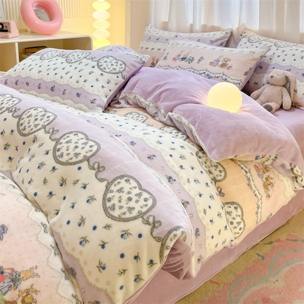 91家纺网 家纺一手货源 找家纺 （总）本制 2025新款B类牛奶绒印花四件套