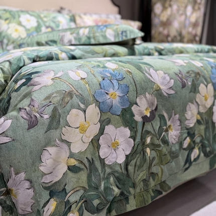 91家纺网 家纺一手货源 找家纺 阿那亚 2024新款100支长绒棉四件套数码印花四件套全棉四件套(控价378/398) 倾情绿