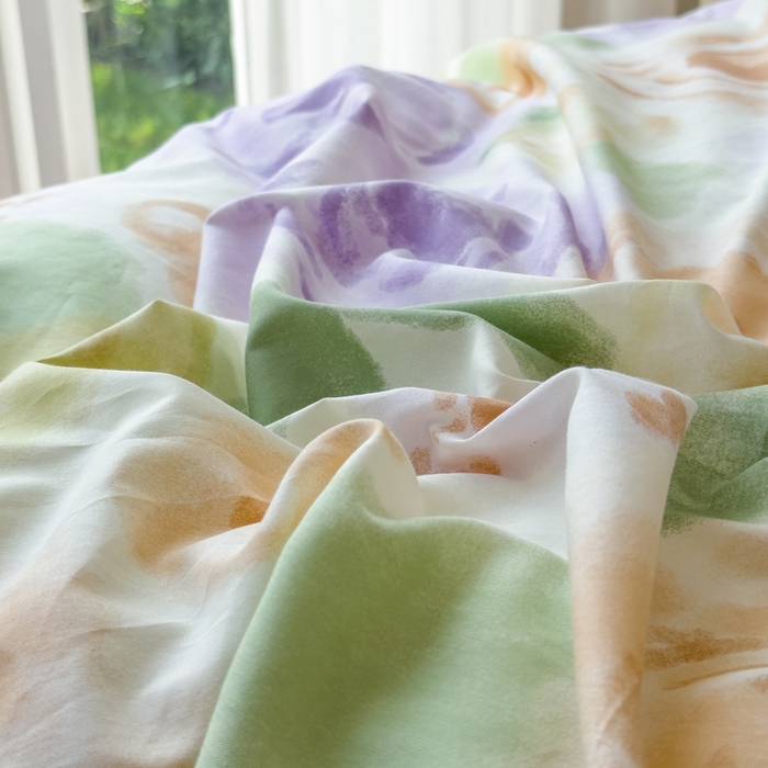 91家纺网 家纺一手货源 找家纺 2024新款印花小清新全棉四件套 莫奈印象