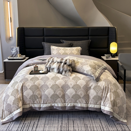 91家纺网 家纺一手货源 找家纺 （总）若未家居 LOVEWE HOUSE 2025秋冬浪漫双拼角立体着色双色雕花全消光数码印花牛奶绒色烂四件套