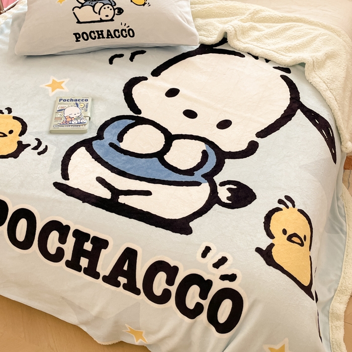 91家纺网 家纺一手货源 找家纺 金爱家 2024新款多功能牛奶绒羊羔绒毛毯毯子 羊羔绒-可爱小鸡帕哈狗