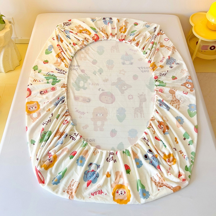 91家纺网 家纺一手货源 找家纺 大柏树 2025新款A类高克重亲肤舒适牛奶绒印花四件套-单床笠可定制 布拉乐园