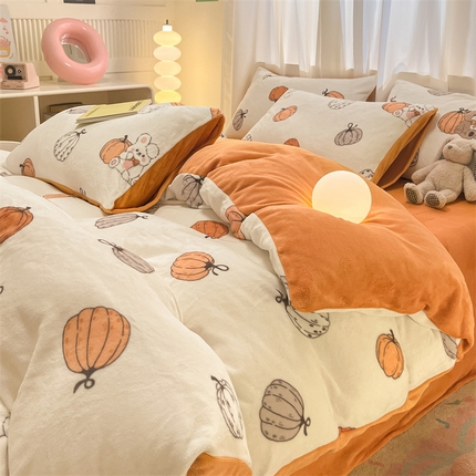 91家纺网 家纺一手货源 找家纺 （总）本制 2025新款B类牛奶绒印花四件套