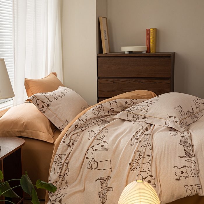 91家纺网 家纺一手货源 找家纺 左右家纺 2024秋冬新款全棉磨毛印花四件套 旺仔派