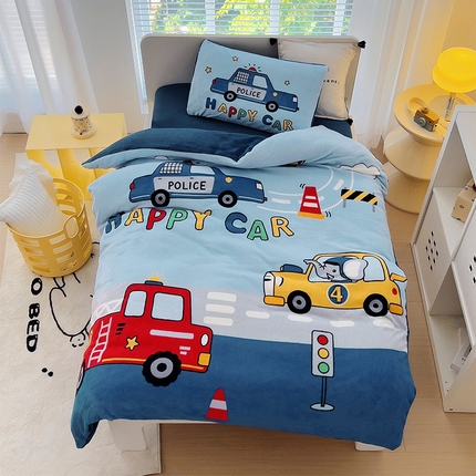 91家纺网 家纺一手货源 找家纺 （总）嗨生活 2025年加厚牛奶绒大版幼儿园三件套儿童