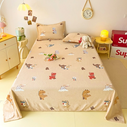 大柏树 2025新款A类高克重亲肤舒适牛奶绒印花四件套-单床单可定制 恐龙世界