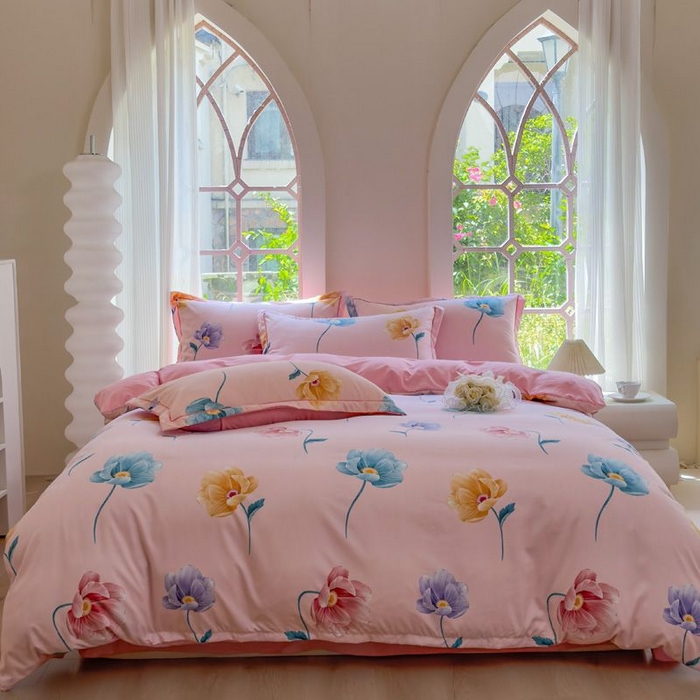 91家纺网 家纺一手货源 找家纺 禧多家纺 2024新款亲肤云锦棉四件套 悠然花开