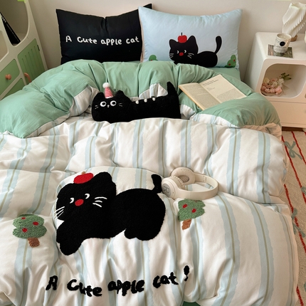 91家纺网 家纺一手货源 找家纺 (总) 花伞 2024新款毛巾绣卡通水洗棉磨毛四件套