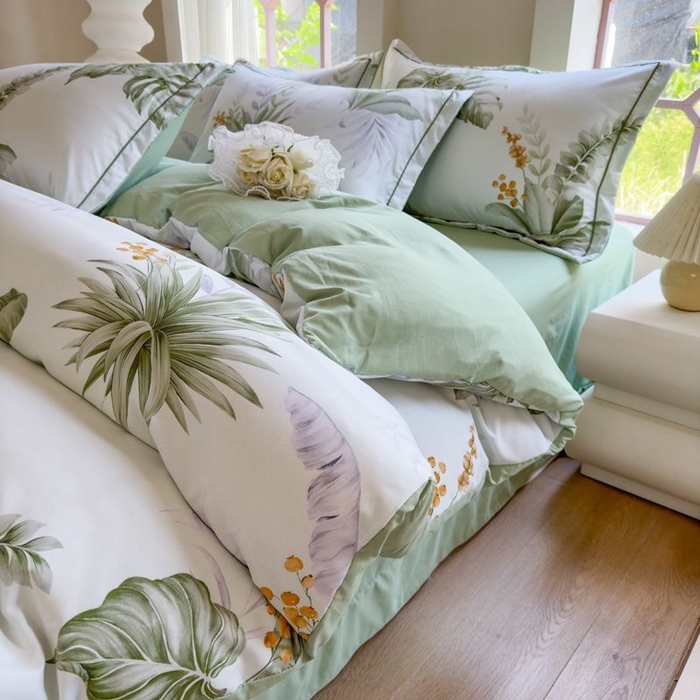 91家纺网 家纺一手货源 找家纺 禧多家纺 2024新款亲肤云锦棉四件套 莫妮卡