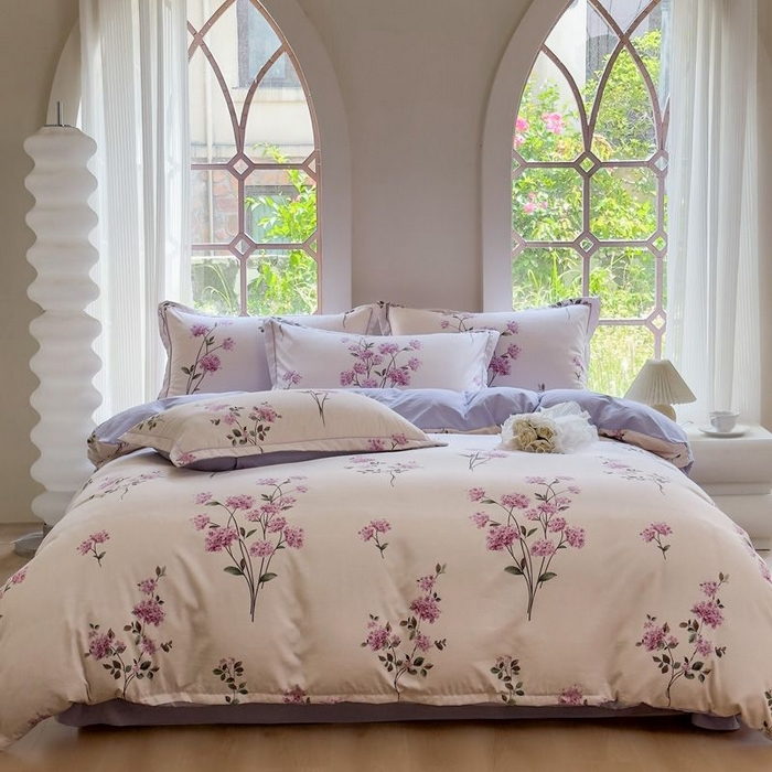 91家纺网 家纺一手货源 找家纺 禧多家纺 2024新款亲肤云锦棉四件套 花枝蔓