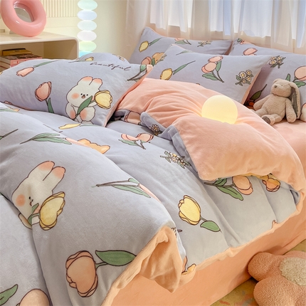 91家纺网 家纺一手货源 找家纺 （总）本制 2025新款B类牛奶绒印花四件套