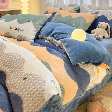 91家纺网 家纺一手货源 找家纺 （总）本制 2025新款B类牛奶绒印花四件套