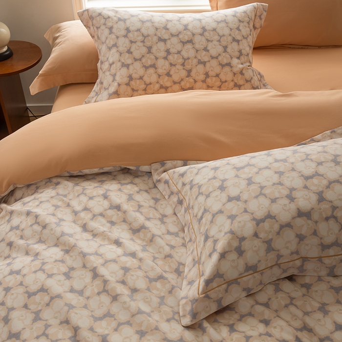 91家纺网 家纺一手货源 找家纺 左右家纺 2024秋冬新款全棉磨毛印花四件套 香茗