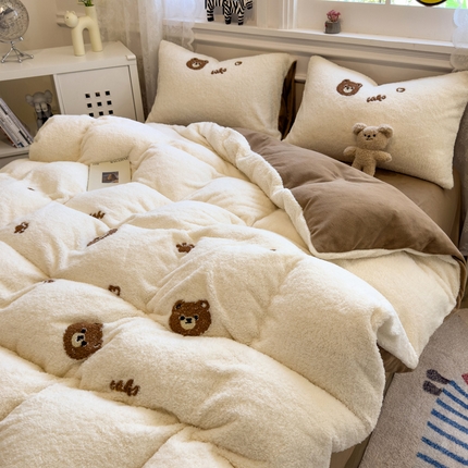 91家纺网 家纺一手货源 找家纺 （总）席世家 2024新款A类230g泰迪绒毛巾绣牛奶绒四件套