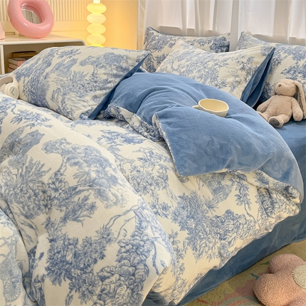 91家纺网 家纺一手货源 找家纺 （总）本制 2025新款B类牛奶绒印花四件套