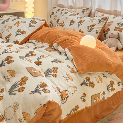 91家纺网 家纺一手货源 找家纺 （总）本制 2025新款B类牛奶绒印花四件套