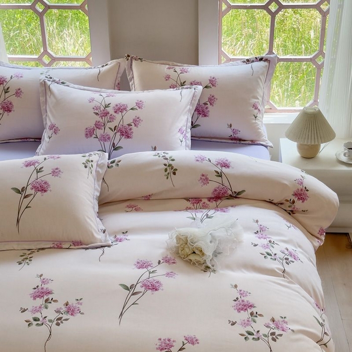 91家纺网 家纺一手货源 找家纺 禧多家纺 2024新款亲肤云锦棉四件套 花枝蔓