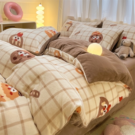 91家纺网 家纺一手货源 找家纺 （总）本制 2025新款B类牛奶绒印花四件套