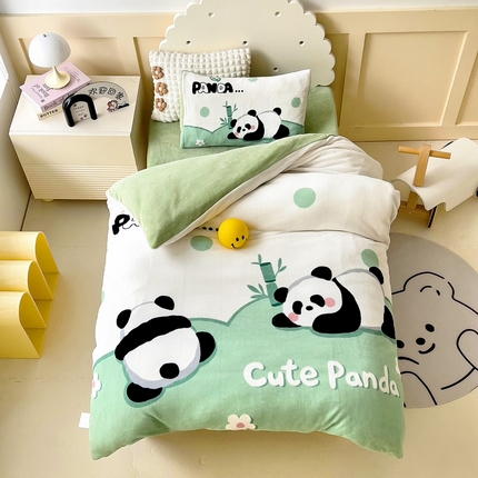 91家纺网 家纺一手货源 找家纺 （总）嗨生活 2025年加厚牛奶绒大版幼儿园三件套儿童