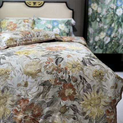 91家纺网 家纺一手货源 找家纺 （总）阿那亚 2024新款100支长绒棉四件套数码印花四件套全棉四件套(控价378/398)