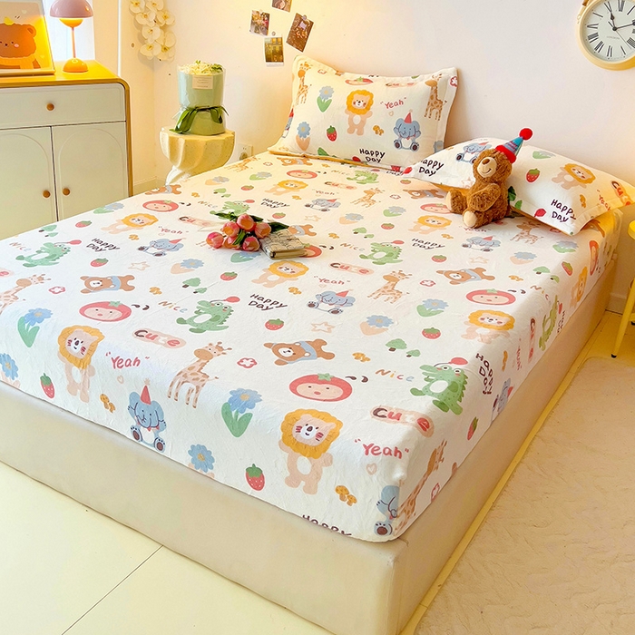 91家纺网 家纺一手货源 找家纺 大柏树 2025新款A类高克重亲肤舒适牛奶绒印花四件套-单床笠可定制 布拉乐园