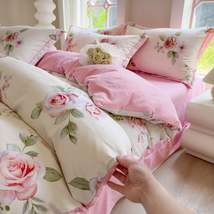 91家纺网 家纺一手货源 找家纺 禧多家纺 2024新款亲肤云锦棉四件套 密语