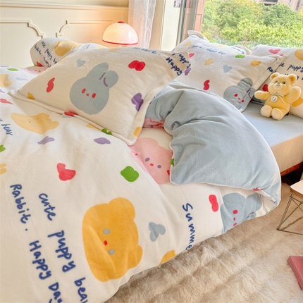 91家纺网 家纺一手货源 找家纺 （总）花伞 2024新款加厚牛奶绒保暖四件套 第二组