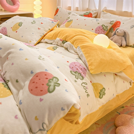 91家纺网 家纺一手货源 找家纺 （总）本制 2025新款B类牛奶绒印花四件套