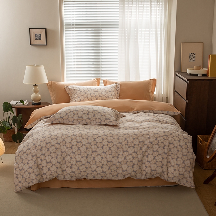 91家纺网 家纺一手货源 找家纺 左右家纺 2024秋冬新款全棉磨毛印花四件套 香茗