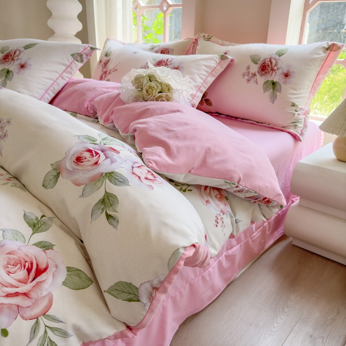 91家纺网 家纺一手货源 找家纺 禧多家纺 2024新款亲肤云锦棉四件套 密语