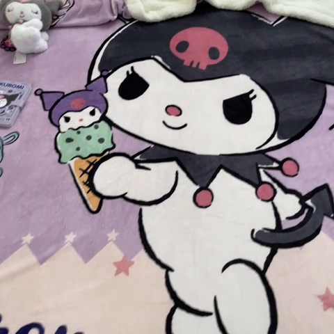 91家纺网 家纺一手货源 找家纺 金爱家 2024新款多功能牛奶绒羊羔绒毛毯毯子 羊羔绒-冰淇淋甜点库洛米