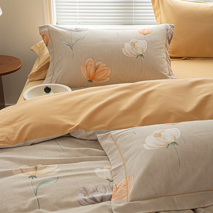 91家纺网 家纺一手货源 找家纺 左右家纺 2024秋冬新款全棉磨毛印花四件套 浮生花