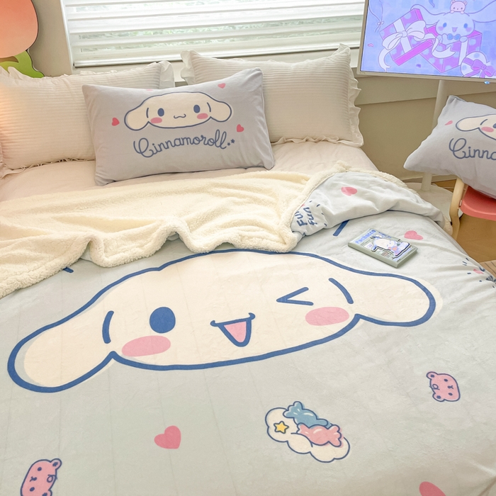 91家纺网 家纺一手货源 找家纺 金爱家 2024新款多功能牛奶绒羊羔绒毛毯毯子 羊羔绒-开心大耳狗