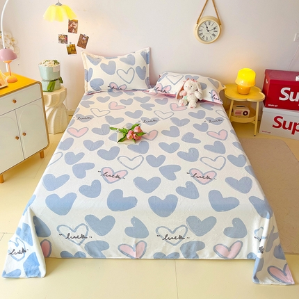 91家纺网 家纺一手货源 找家纺 大柏树 2025新款A类高克重亲肤舒适牛奶绒印花四件套-单床单可定制 若凡-蓝