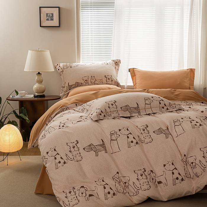 91家纺网 家纺一手货源 找家纺 左右家纺 2024秋冬新款全棉磨毛印花四件套 旺仔派