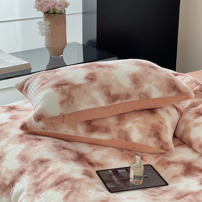 91家纺网 家纺一手货源 找家纺 窝米 2024冬季新款雪貂绒系列四件套 炫彩-橘